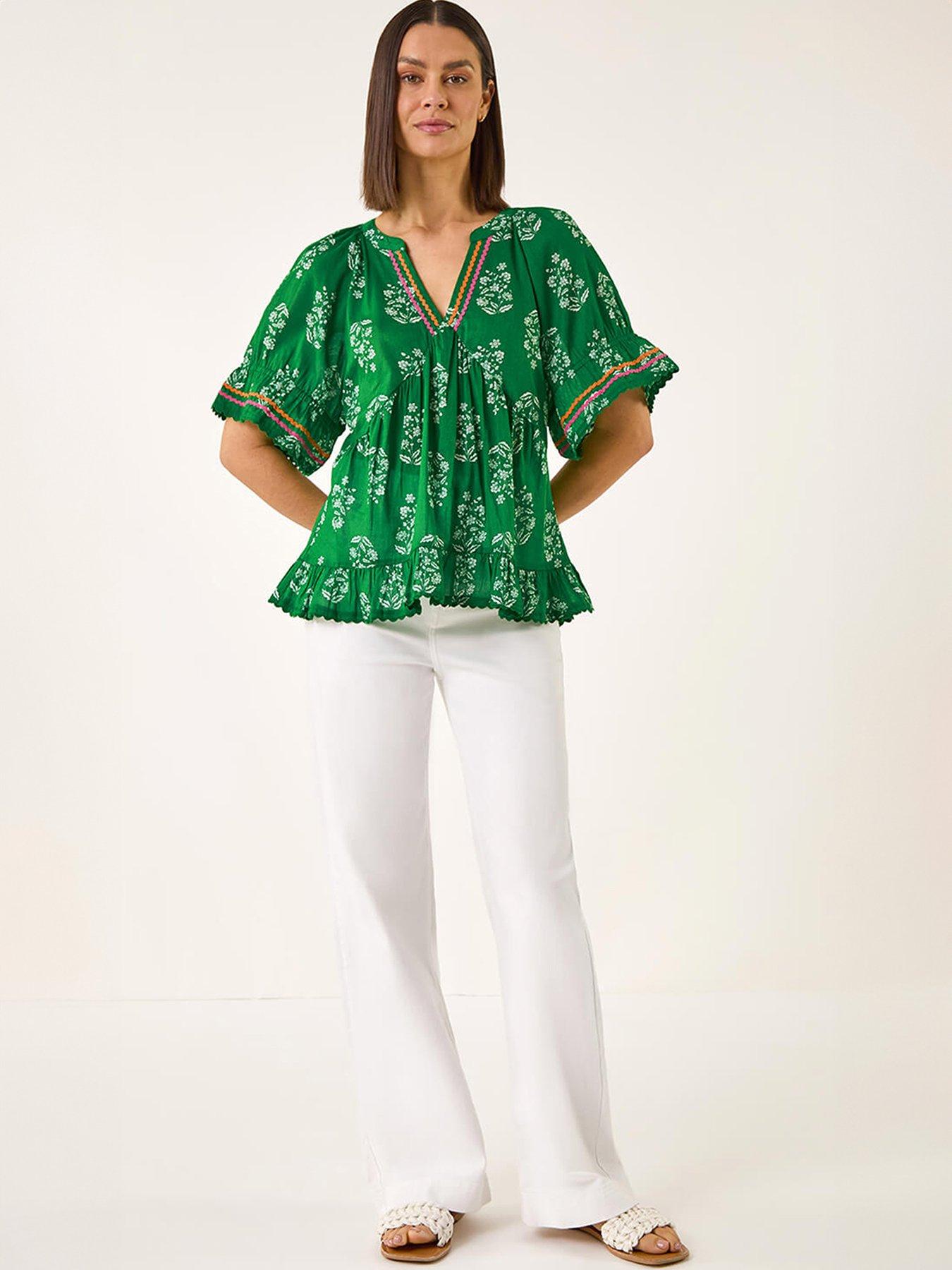 Image 3 of 5 of Roman Floral Ric Rac Frill Hem Top