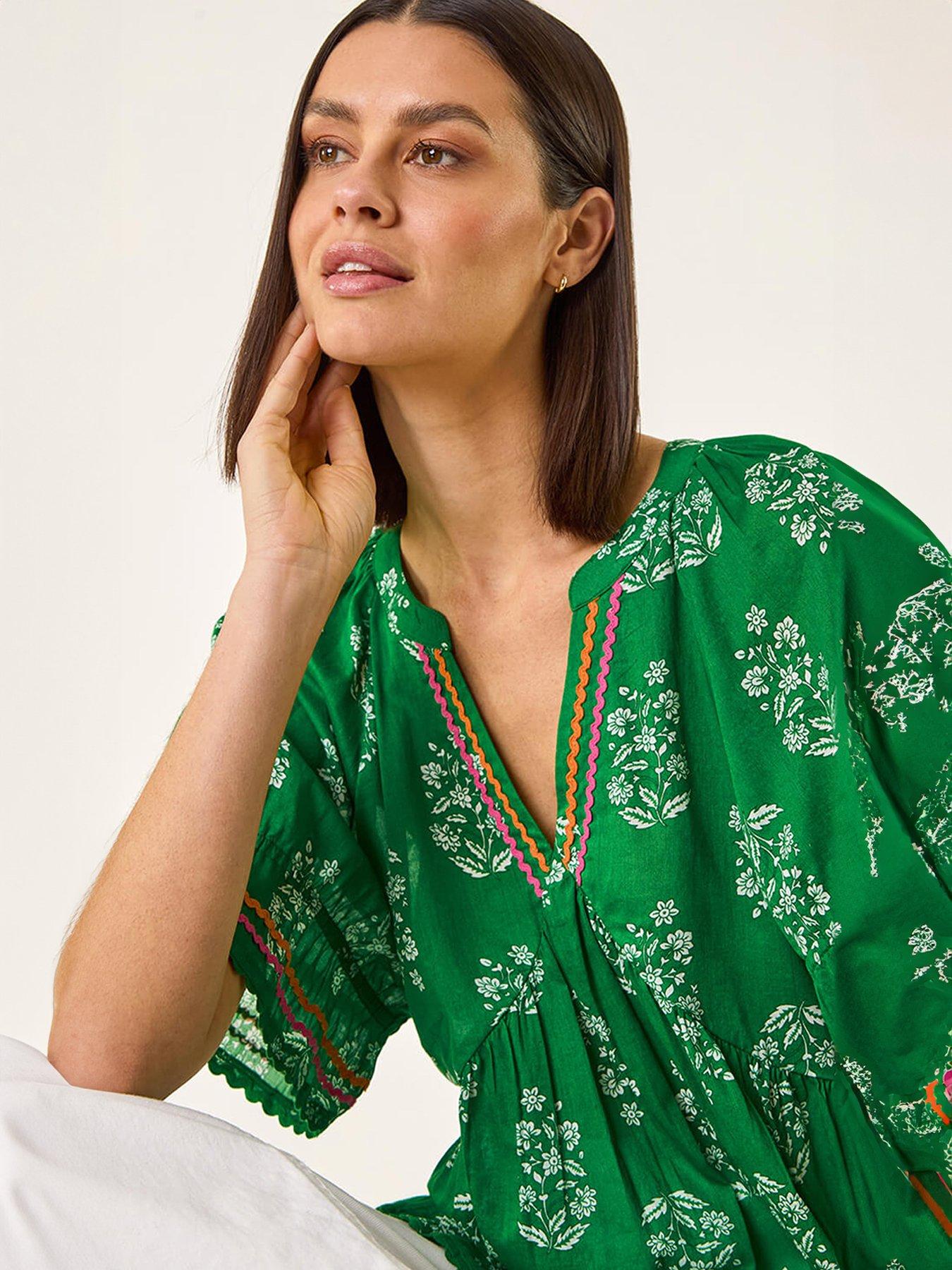 Image 4 of 5 of Roman Floral Ric Rac Frill Hem Top