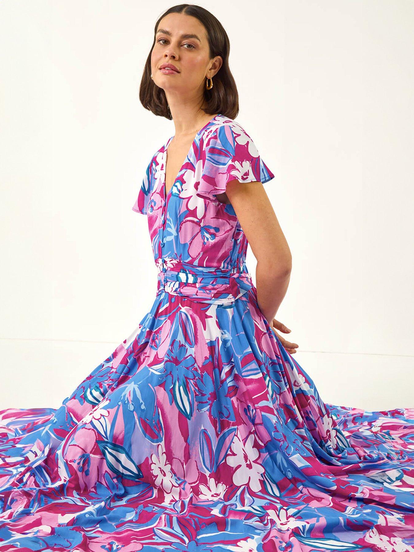 roman-abstract-floral-ruched-midi-dressdetail