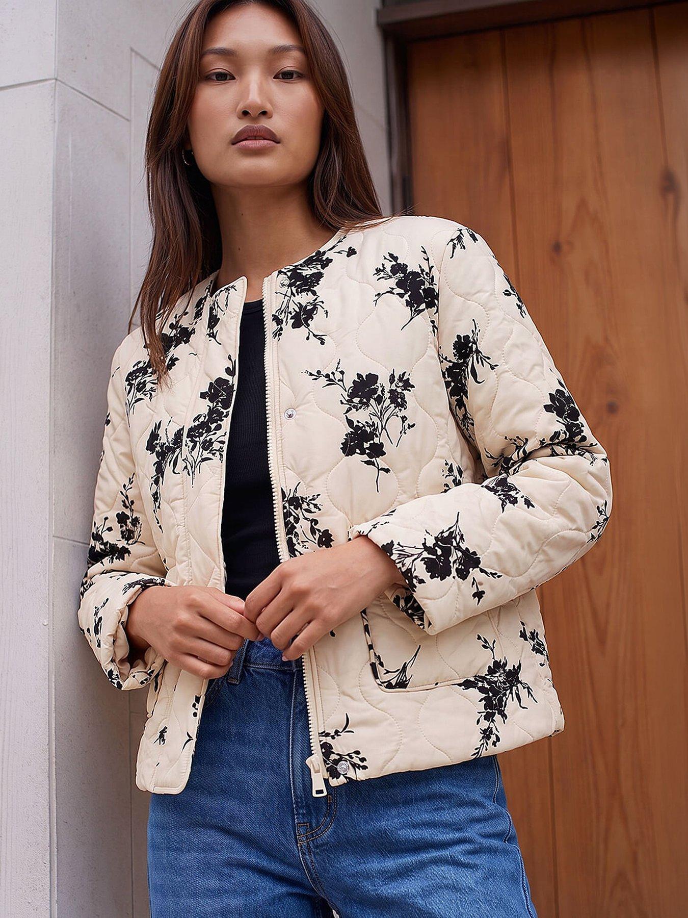 Roman Floral Flock Quilted Jacket