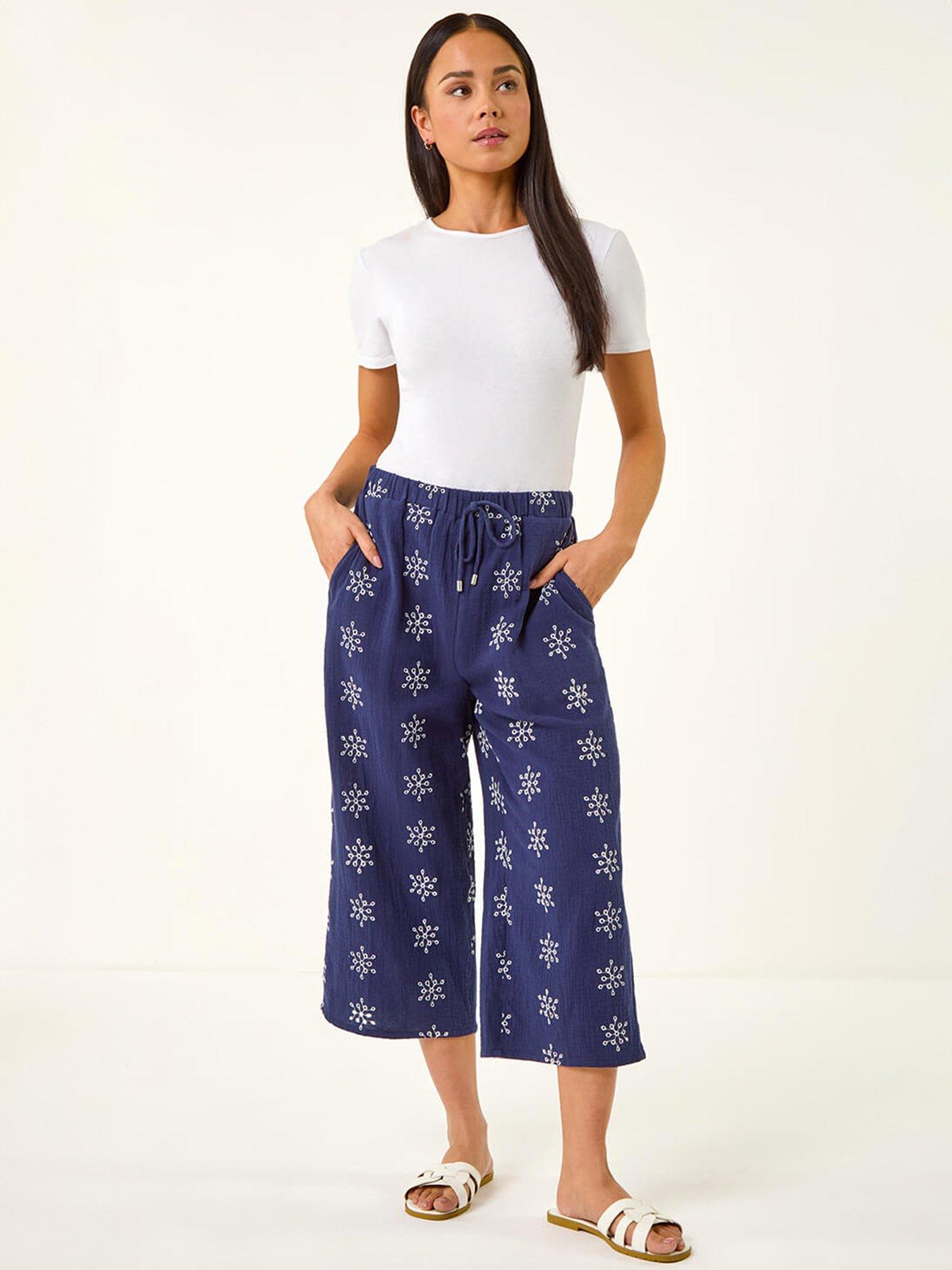 Image 3 of 5 of Roman Petite Embroidered Cropped Trouser