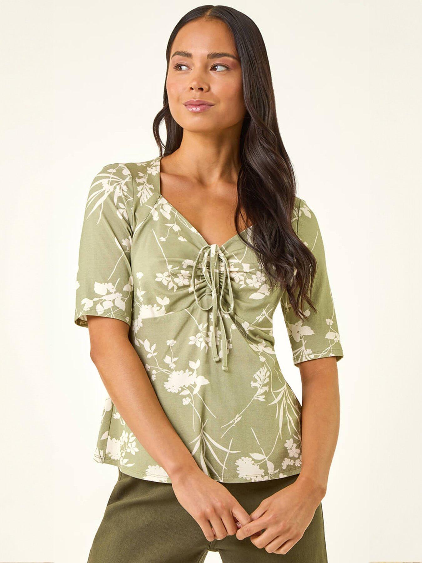 roman-petite-floral-print-drawstring-topoutfit