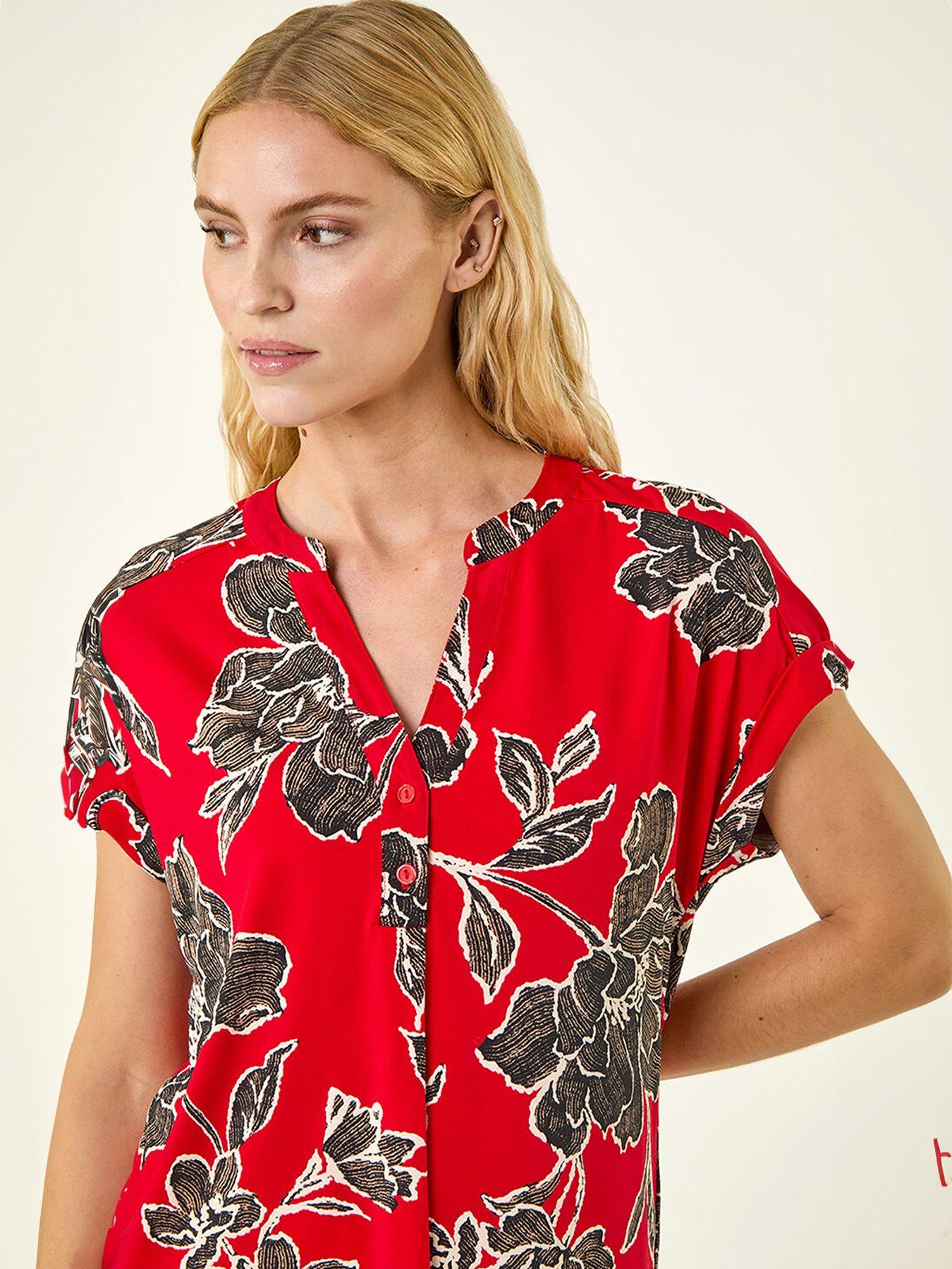 roman-floral-puff-print-stretch-topoutfit