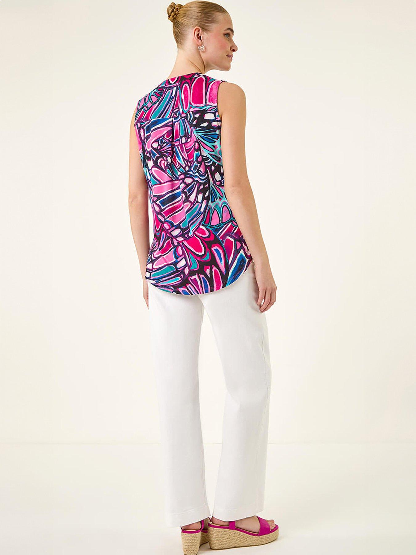 roman-floral-print-stretch-vest-topstillFront