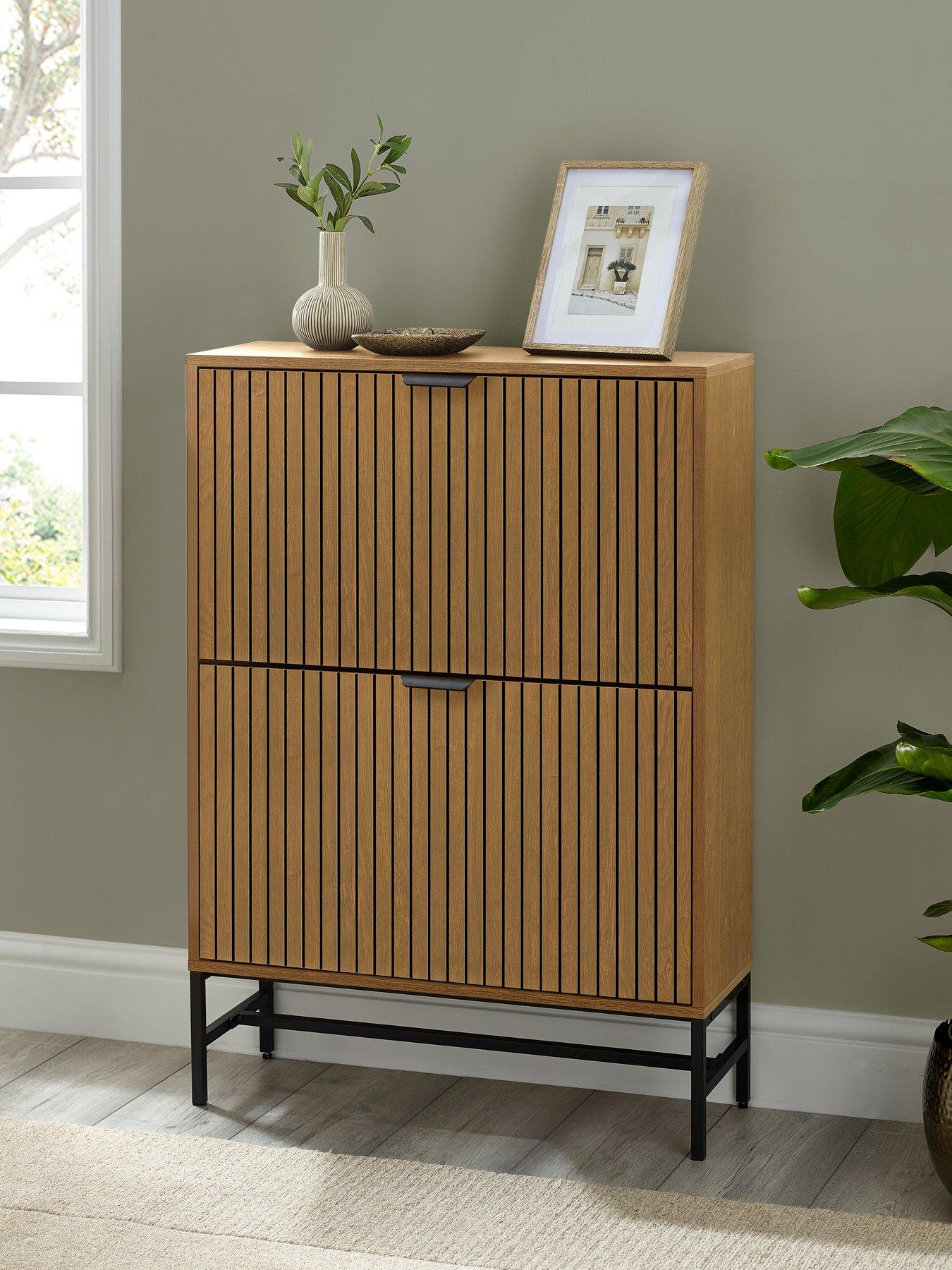 Julian Bowen Sia Oak Effect 2 Door Shoe Storage Cabinet