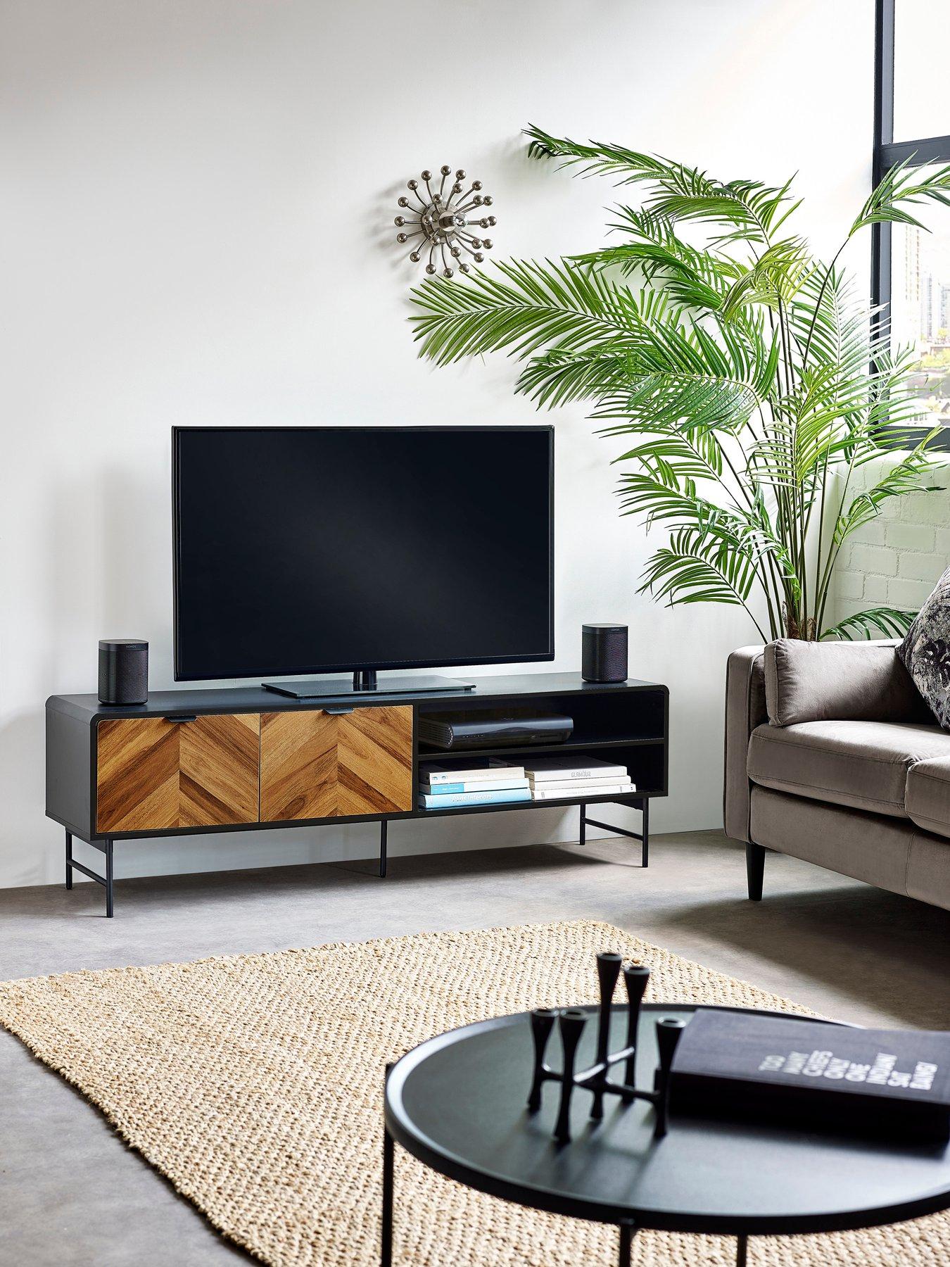 Julian Bowen Alvin Black And Natural Wood-effect 65" Tv Unit