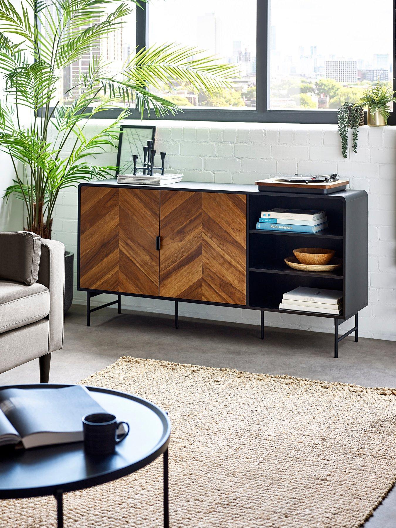 julian-bowen-alvin-black-and-natural-wood-effect-sideboardfront