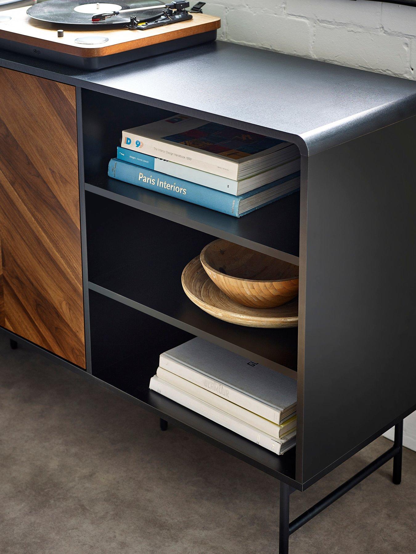 julian-bowen-alvin-black-and-natural-wood-effect-sideboarddetail