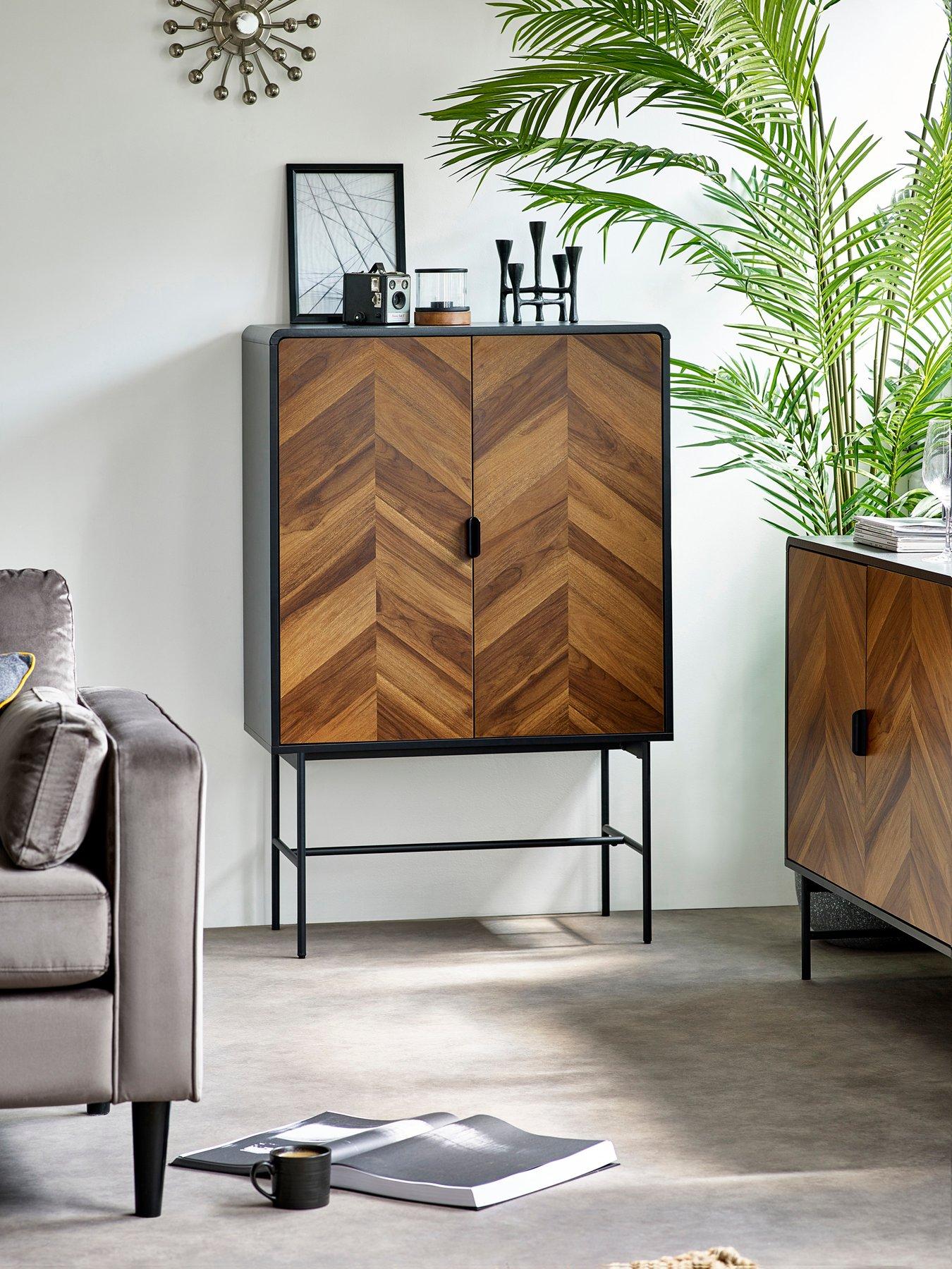 Julian Bowen Alvin Black And Natural Wood-effect 2 Door Storage Cabinet