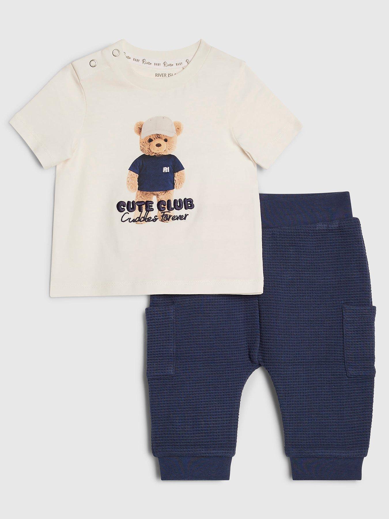 River Island Baby Boys Bear Cute Club T-Shirt Set - Multi