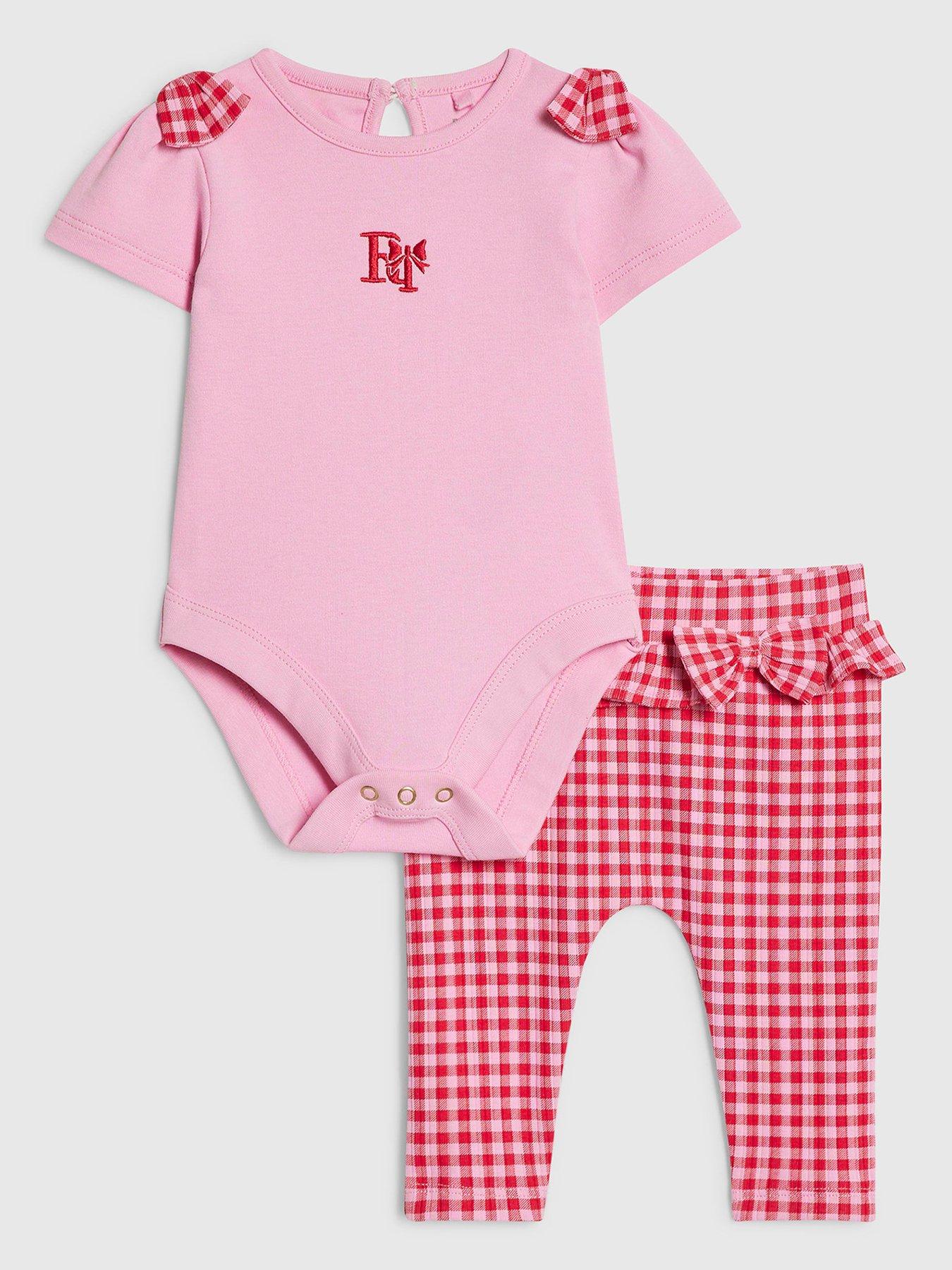 River Island Baby Girls Gingham Bow Legging Set - Pink