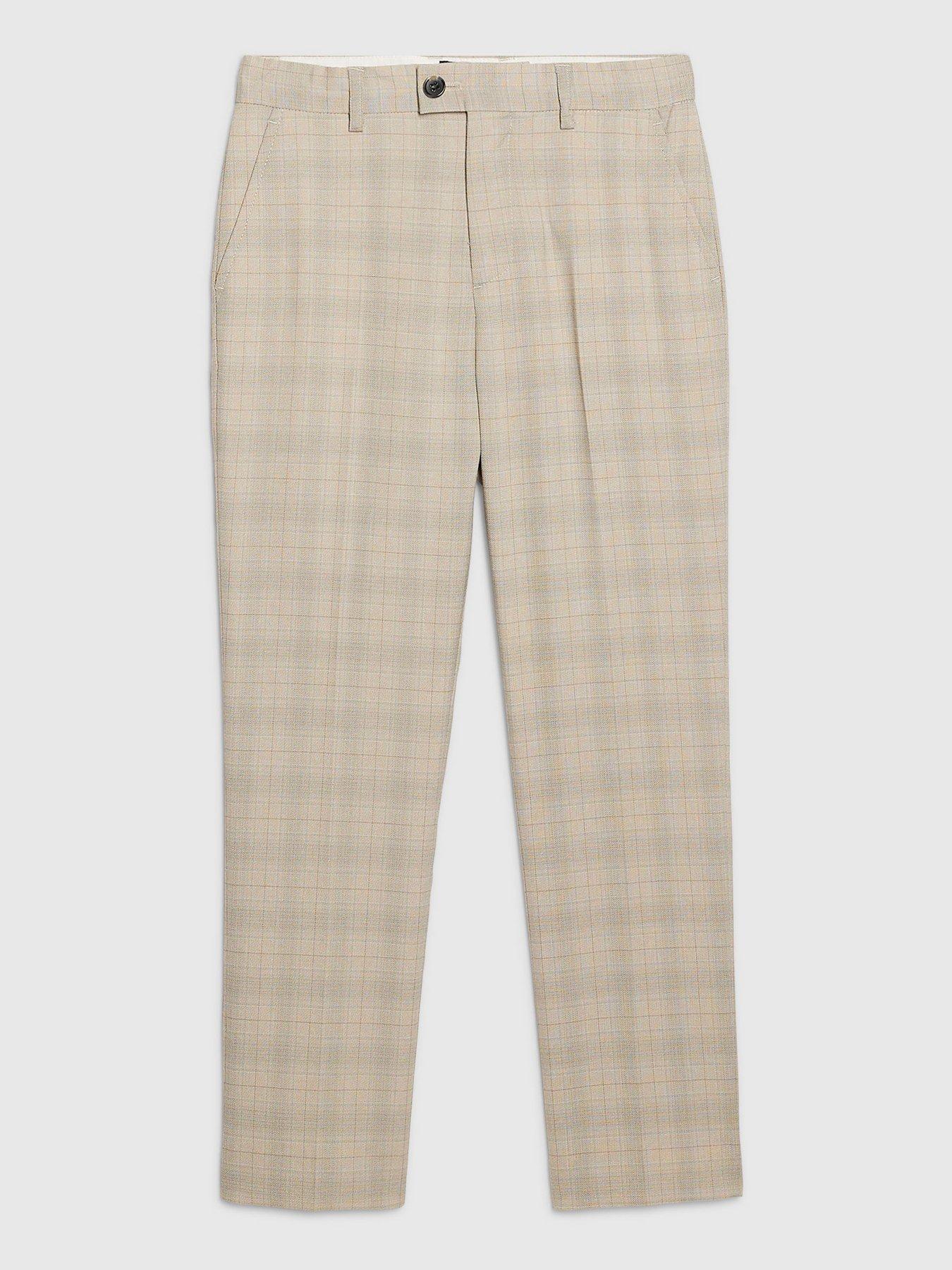 Image 1 of 5 of River Island Older Boys Tailored Suit Trousers - Beige