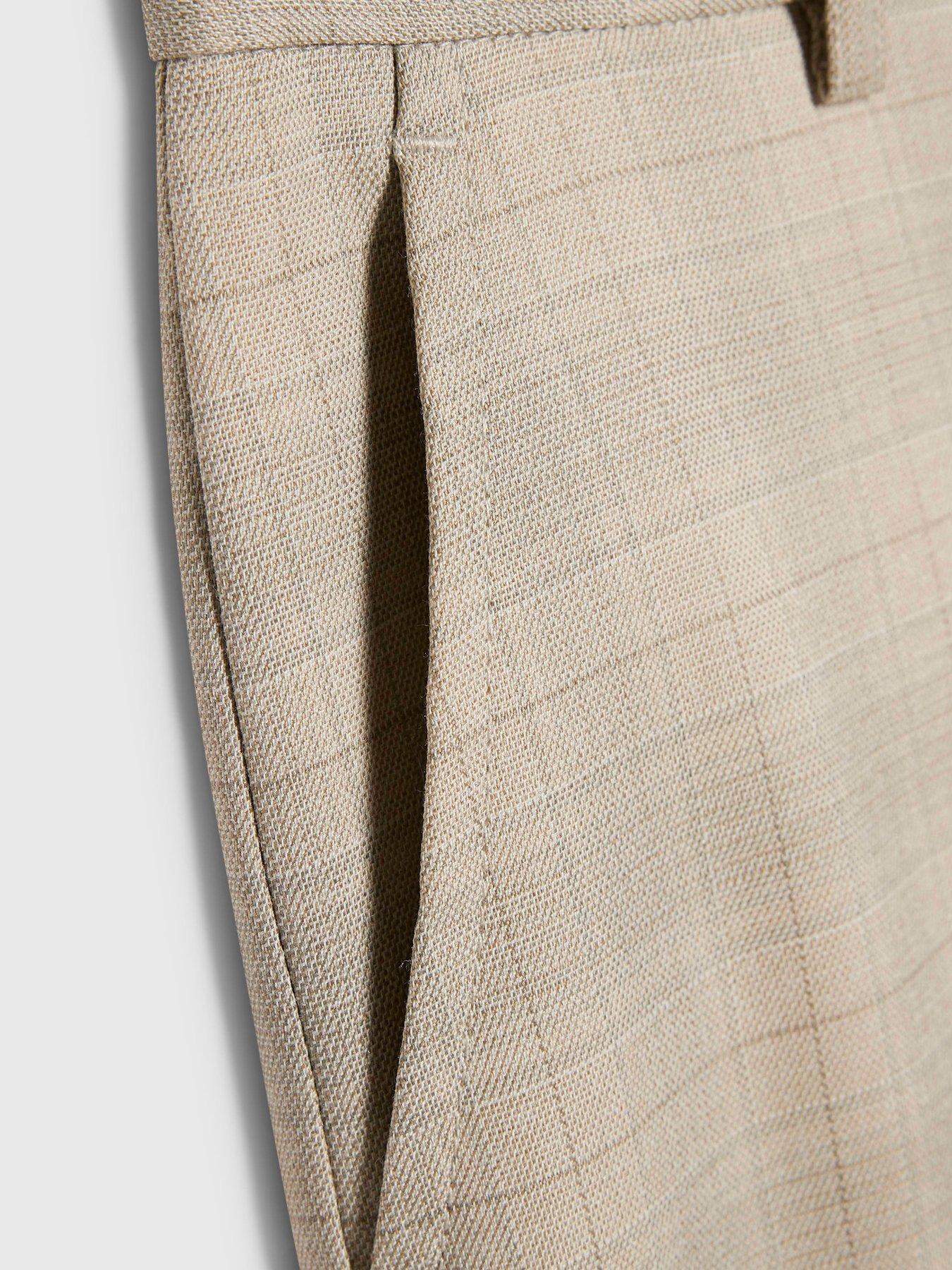 Image 4 of 5 of River Island Older Boys Tailored Suit Trousers - Beige