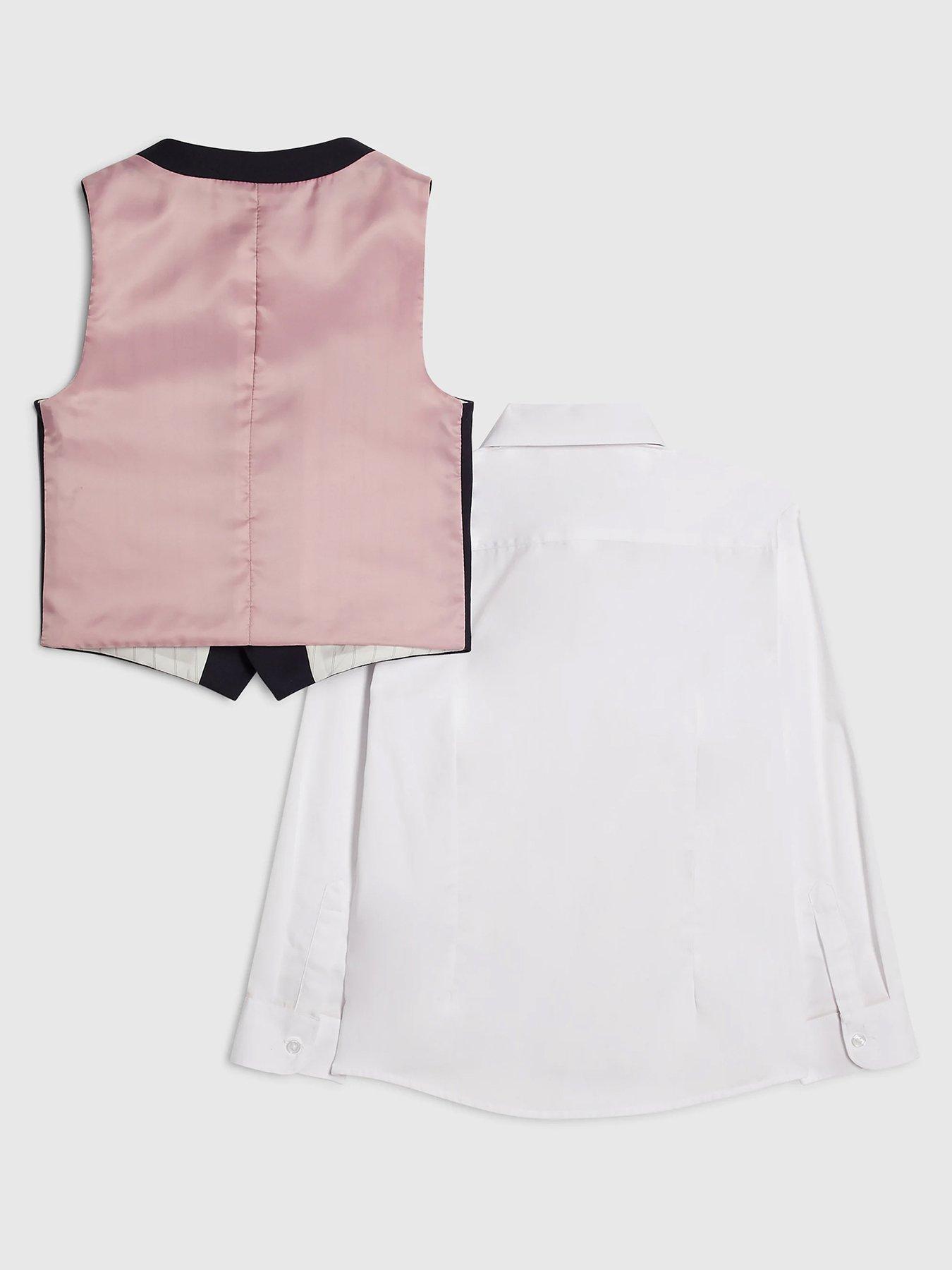 Image 2 of 5 of River Island Older Boys Tailored Waistcoat 3 Piece Set - Navy