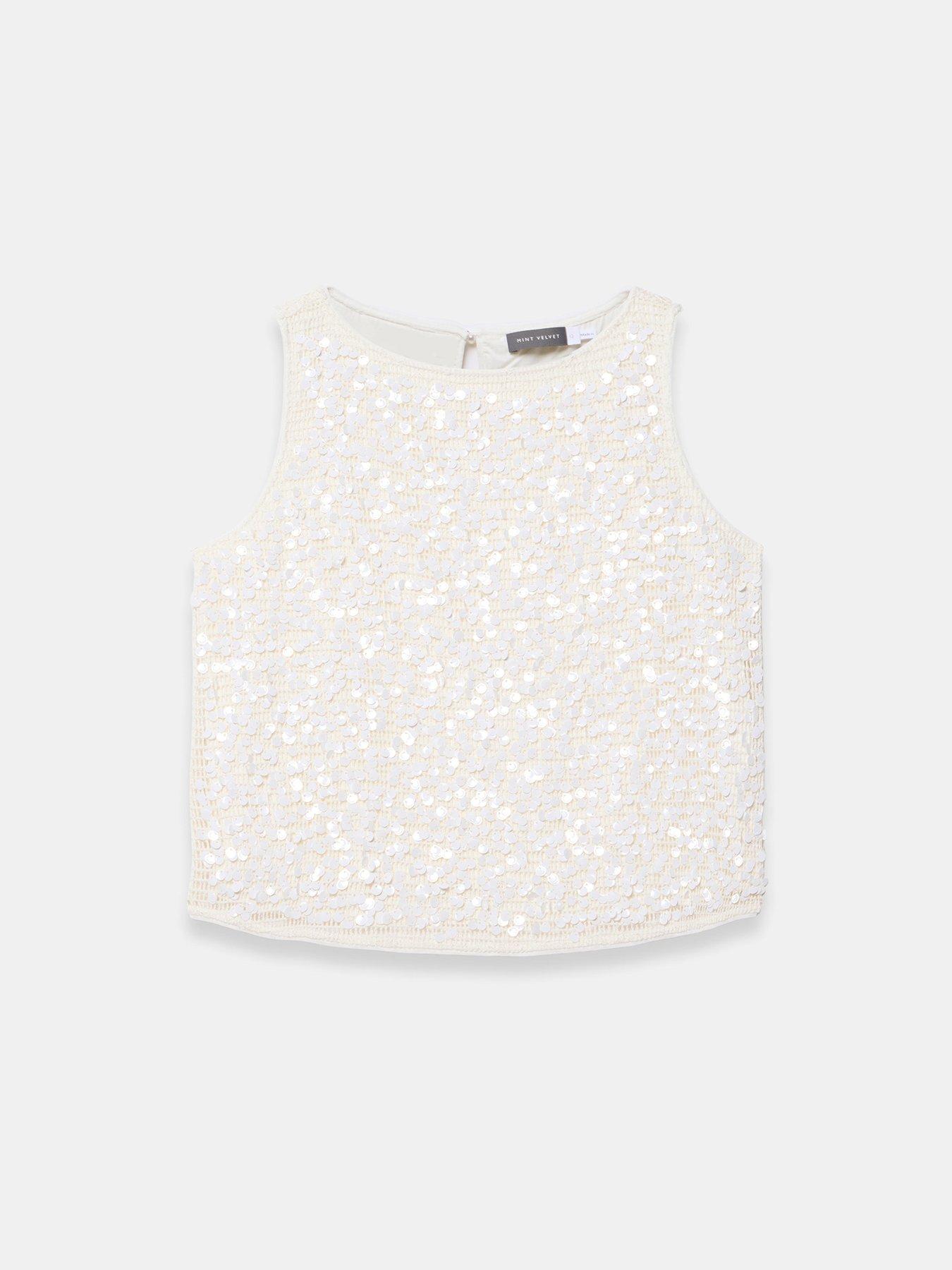 mint-velvet-ivory-sequin-beach-top-whitedetail