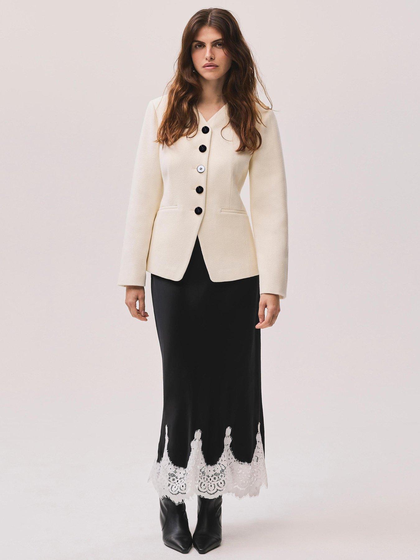 Image 1 of 6 of Mint Velvet Cream Twill Sculpted Jacket