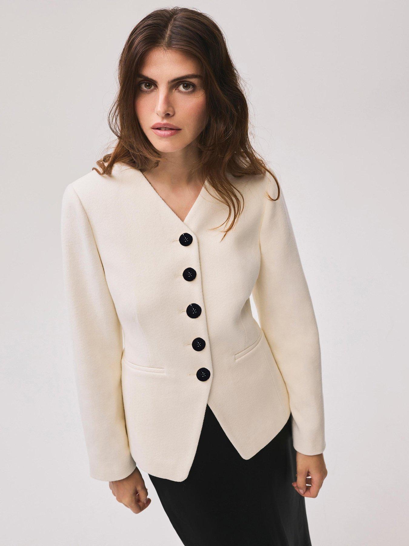 Image 2 of 6 of Mint Velvet Cream Twill Sculpted Jacket