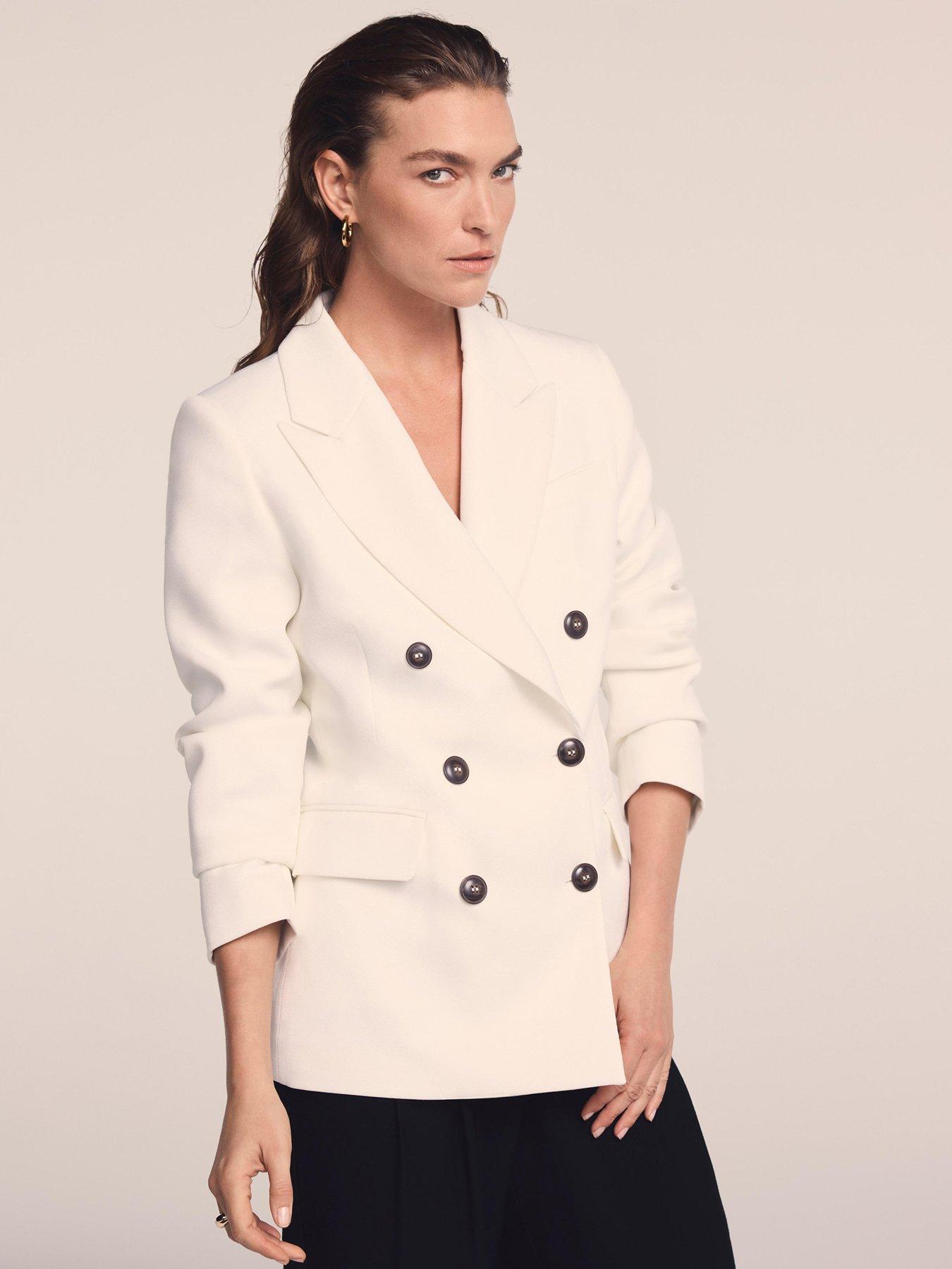 Image 1 of 6 of Mint Velvet Cream Relaxed Db Blazer