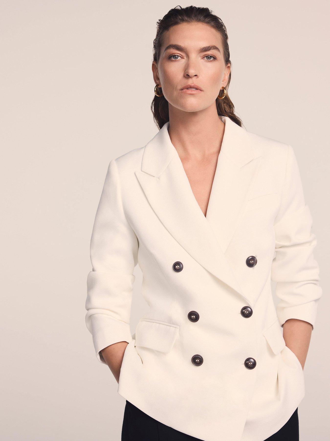 Image 2 of 6 of Mint Velvet Cream Relaxed Db Blazer