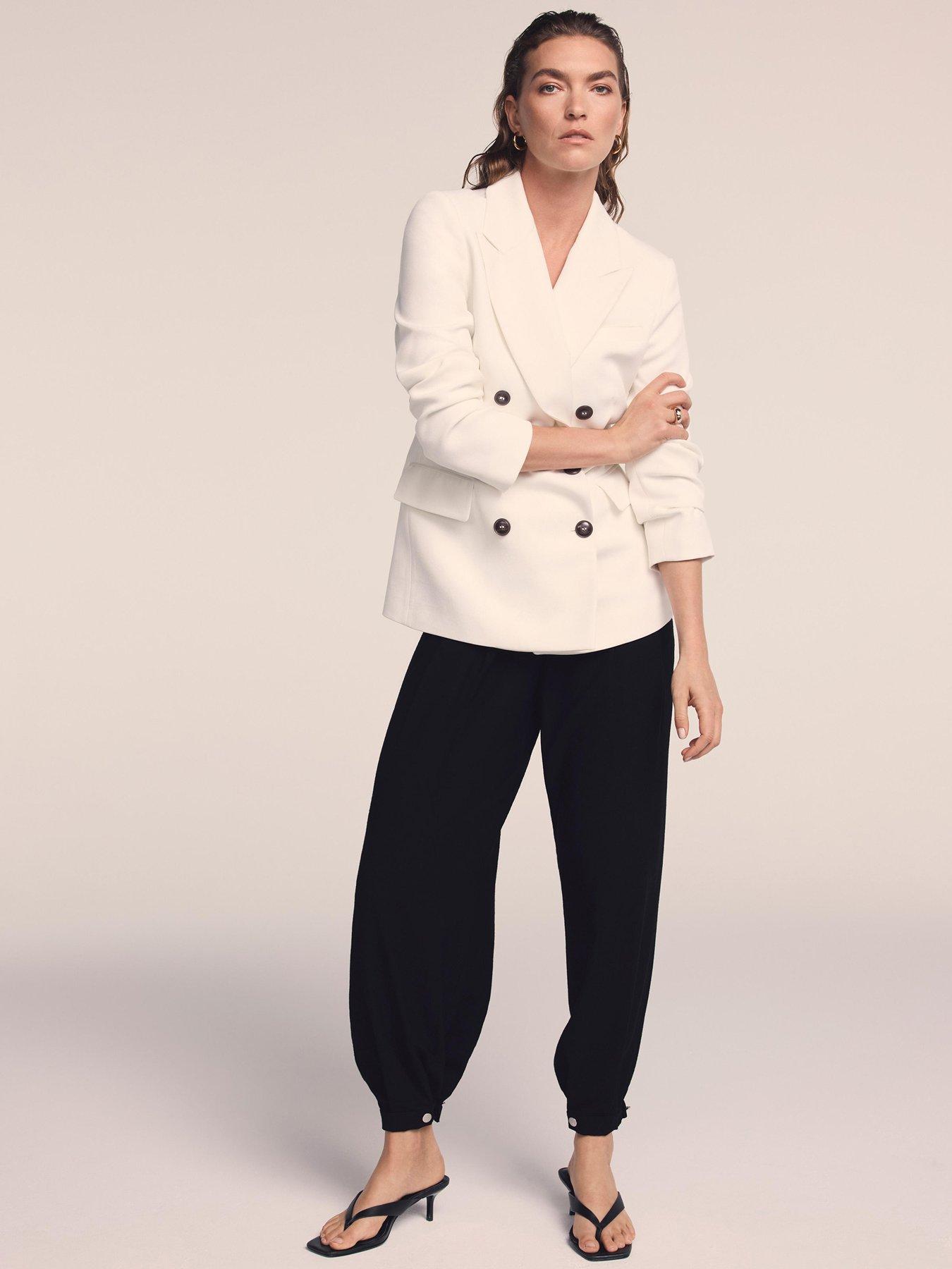Image 3 of 6 of Mint Velvet Cream Relaxed Db Blazer