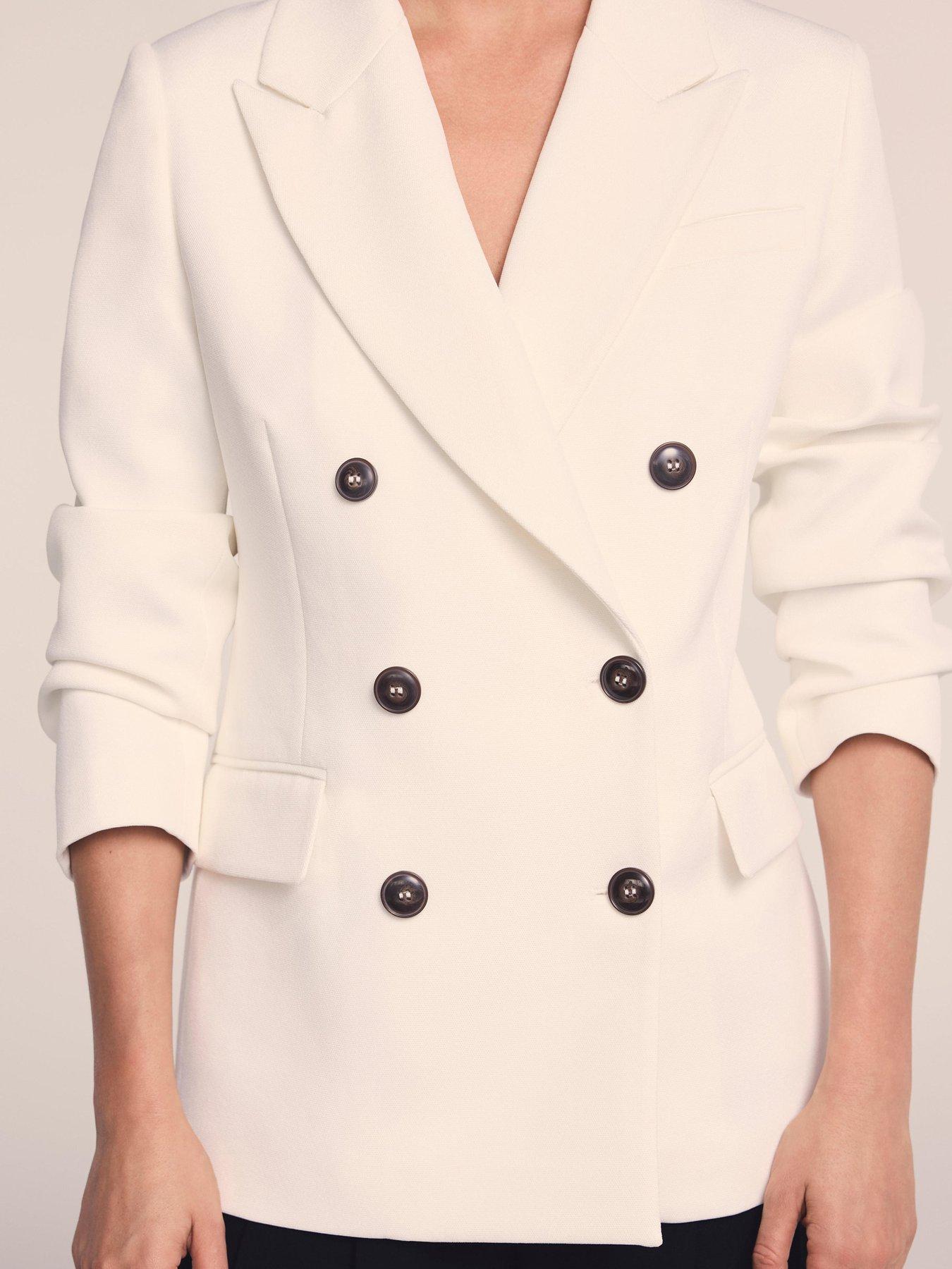 Image 4 of 6 of Mint Velvet Cream Relaxed Db Blazer