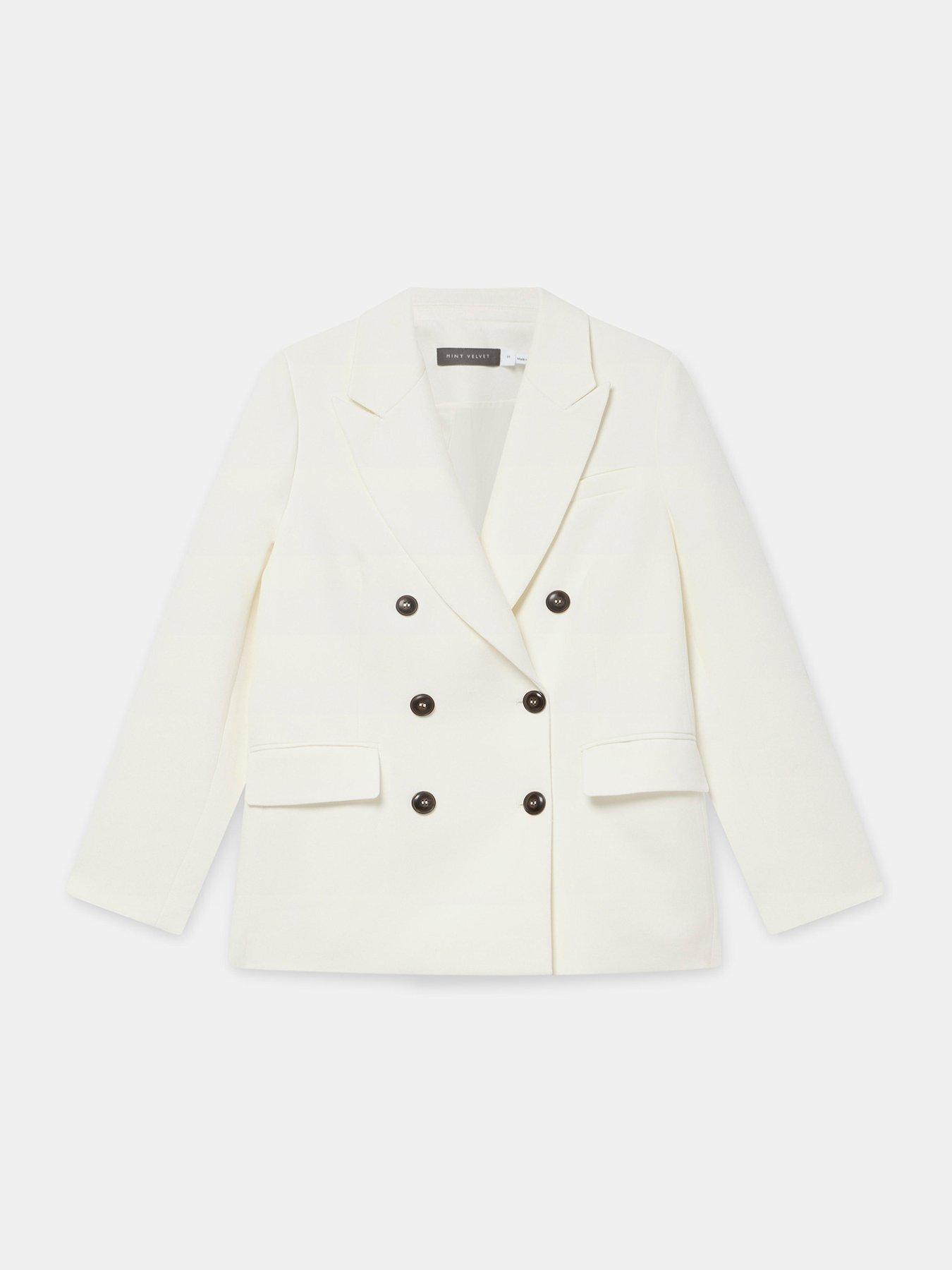 Image 5 of 6 of Mint Velvet Cream Relaxed Db Blazer