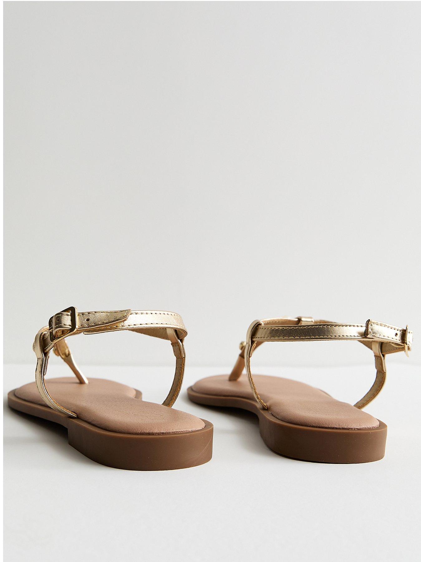 Image 3 of 5 of New Look Shell And Starfish Charm Sandals - Gold