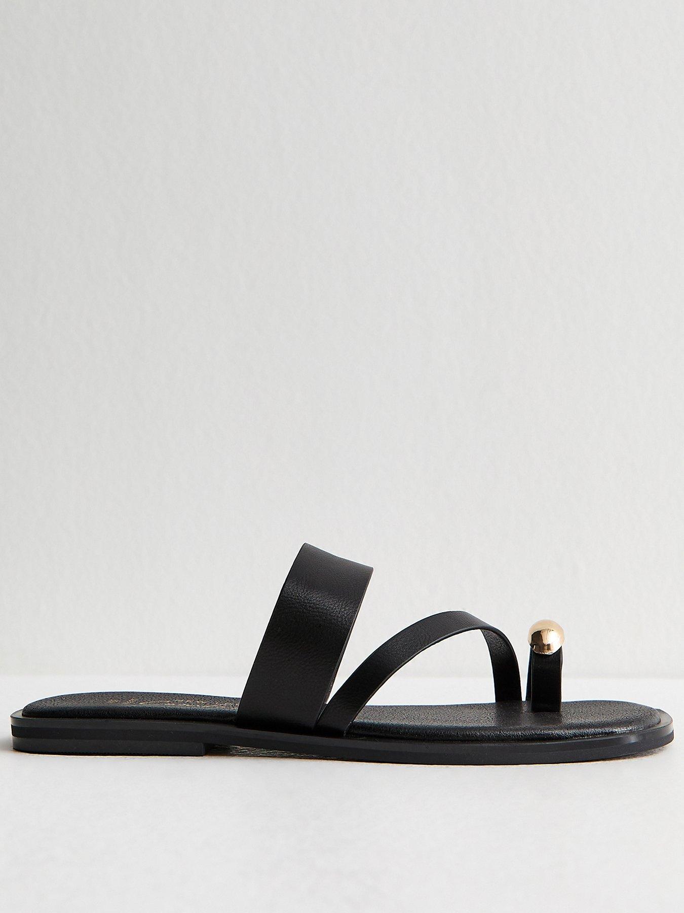 New Look Wide Fit Faux Leather Metal Toe Ring Mules - Black | Very Ireland