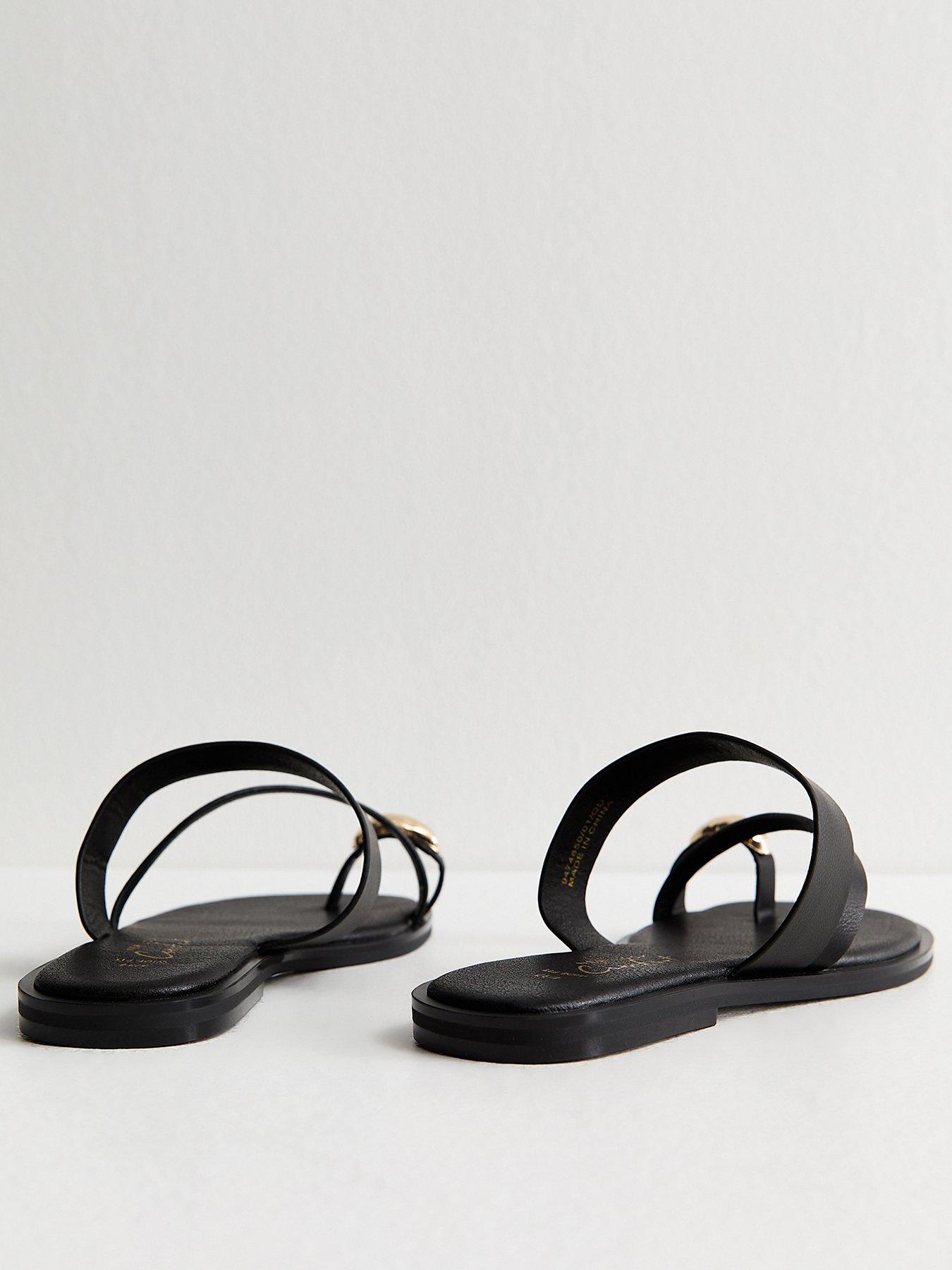 New Look Wide Fit Faux Leather Metal Toe Ring Mules - Black | Very Ireland
