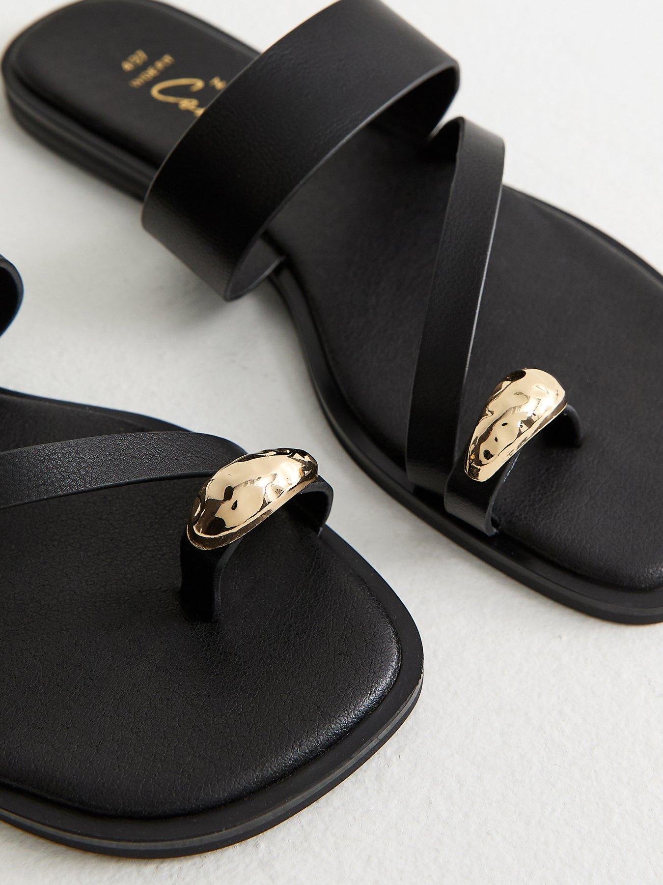 New Look Wide Fit Faux Leather Metal Toe Ring Mules - Black | Very Ireland