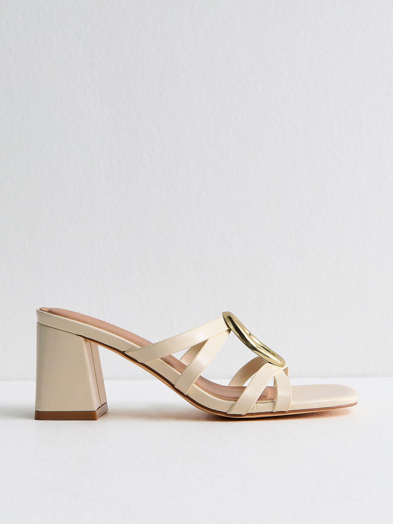 New Look Cream Faux Leather Heeled Mule Sandals