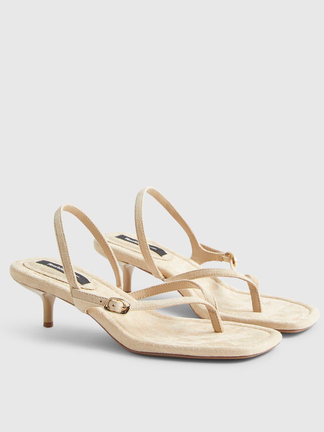 Image 3 of 6 of River Island Toe Thong Low Heel Sandals - Beige