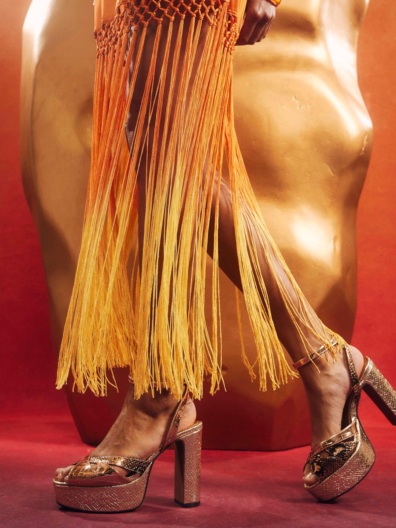 River Island TDH Crossstrap Platform Sandal - Gold
