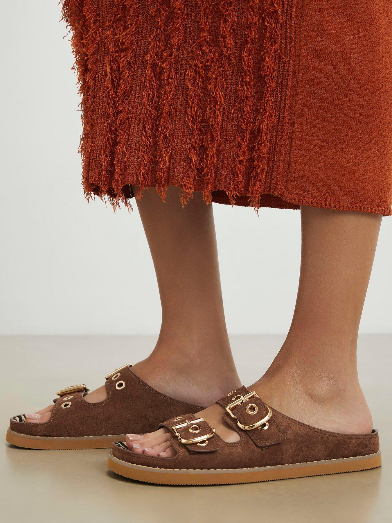 River Island Animal Double Strap Sandal - Brown