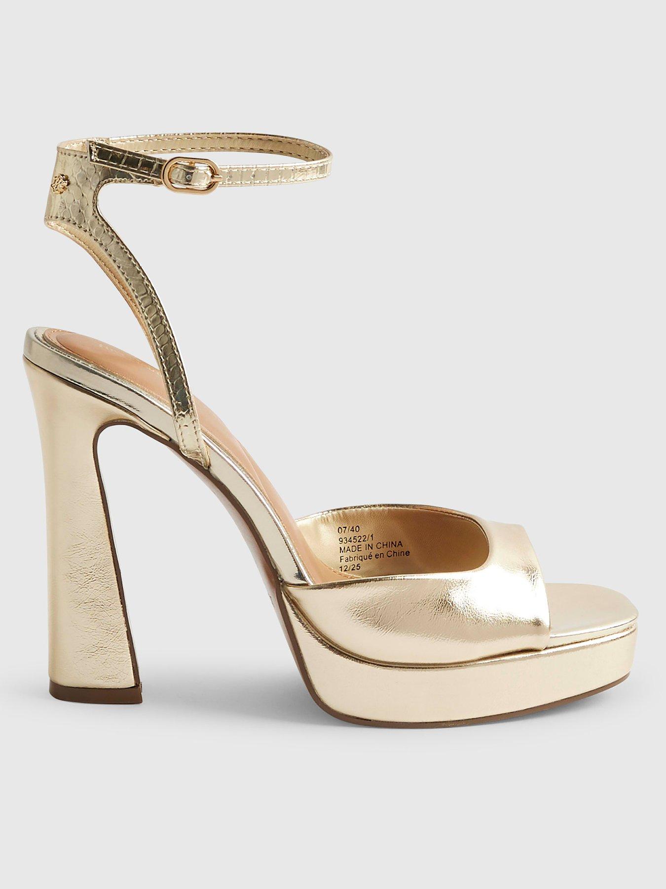 River Island Open Back Platform Sandals - Gold