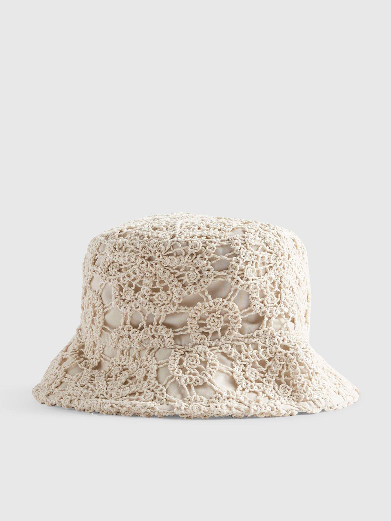 River Island Older Girls Crochet Style Bucket Hat - Cream