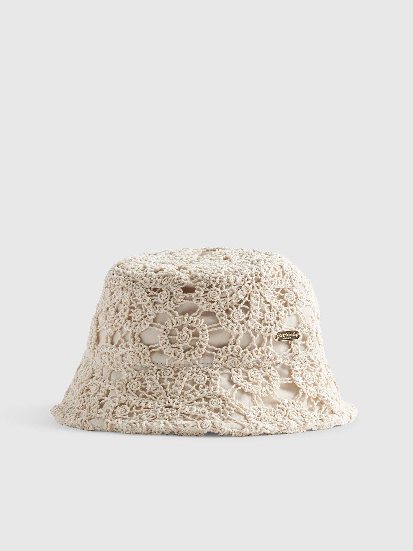 Image 2 of 3 of River Island Older Girls Crochet Style Bucket Hat - Cream