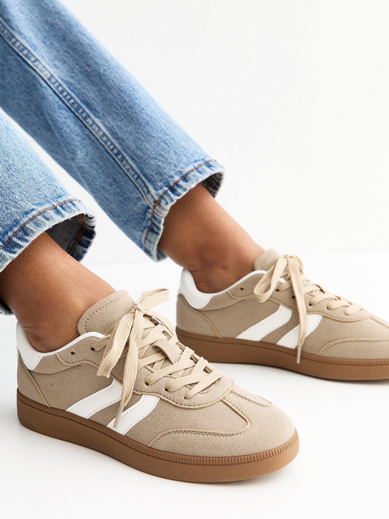 New Look Faux Suede Contrast Side Stripe Trainers - Brown