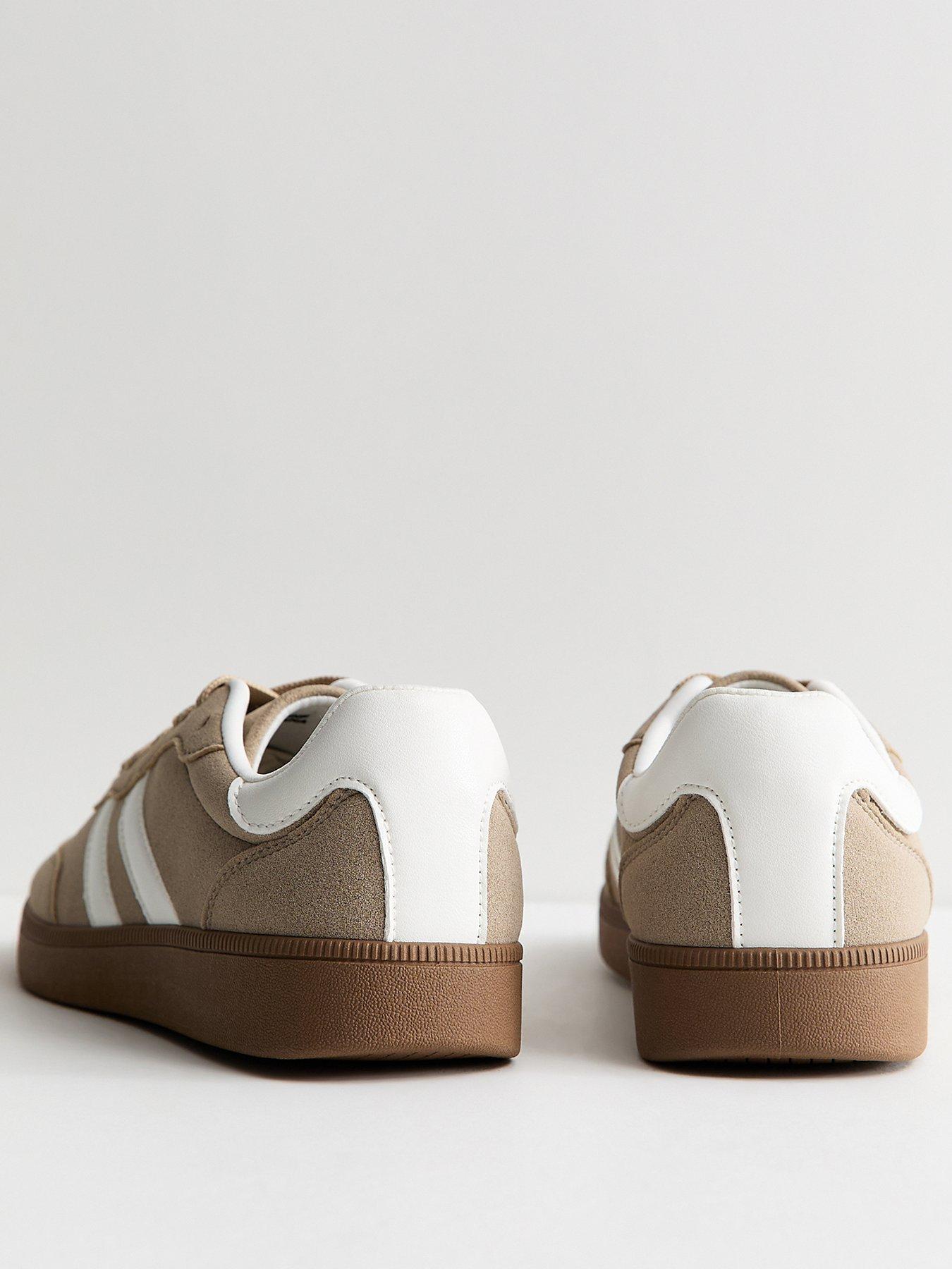 Image 3 of 5 of New Look Faux Suede Contrast Side Stripe Trainers - Brown