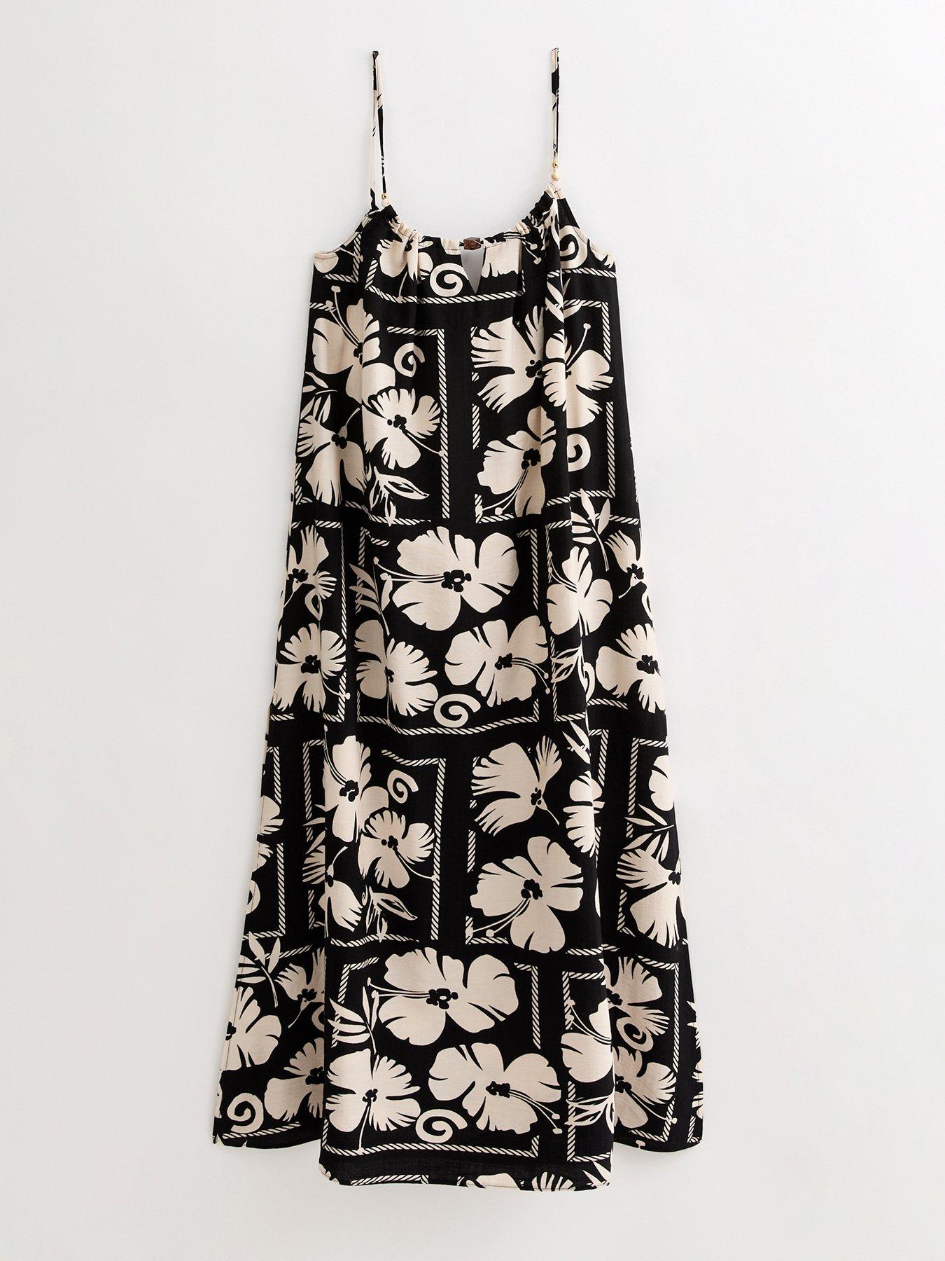 Image 5 of 6 of New Look Floral Print Beaded Maxi Beach Dress - Black