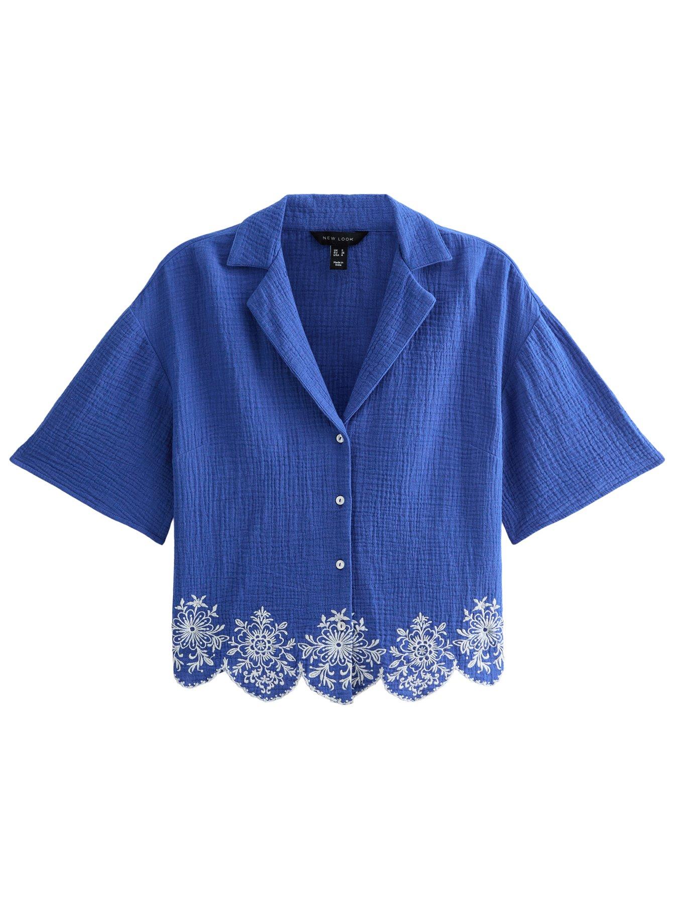 Image 5 of 6 of New Look Embroidered Beach Shirt - Blue