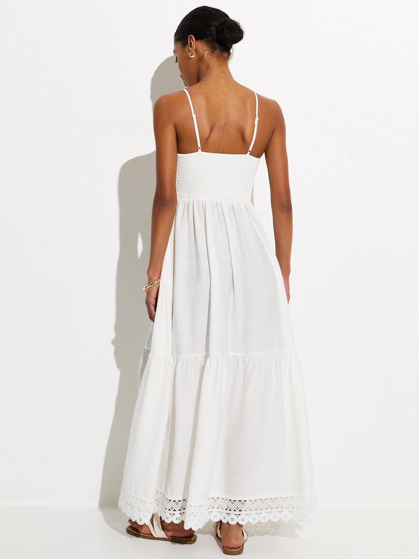 Image 2 of 4 of New Look White Crochet Panel Beach Maxi Dress