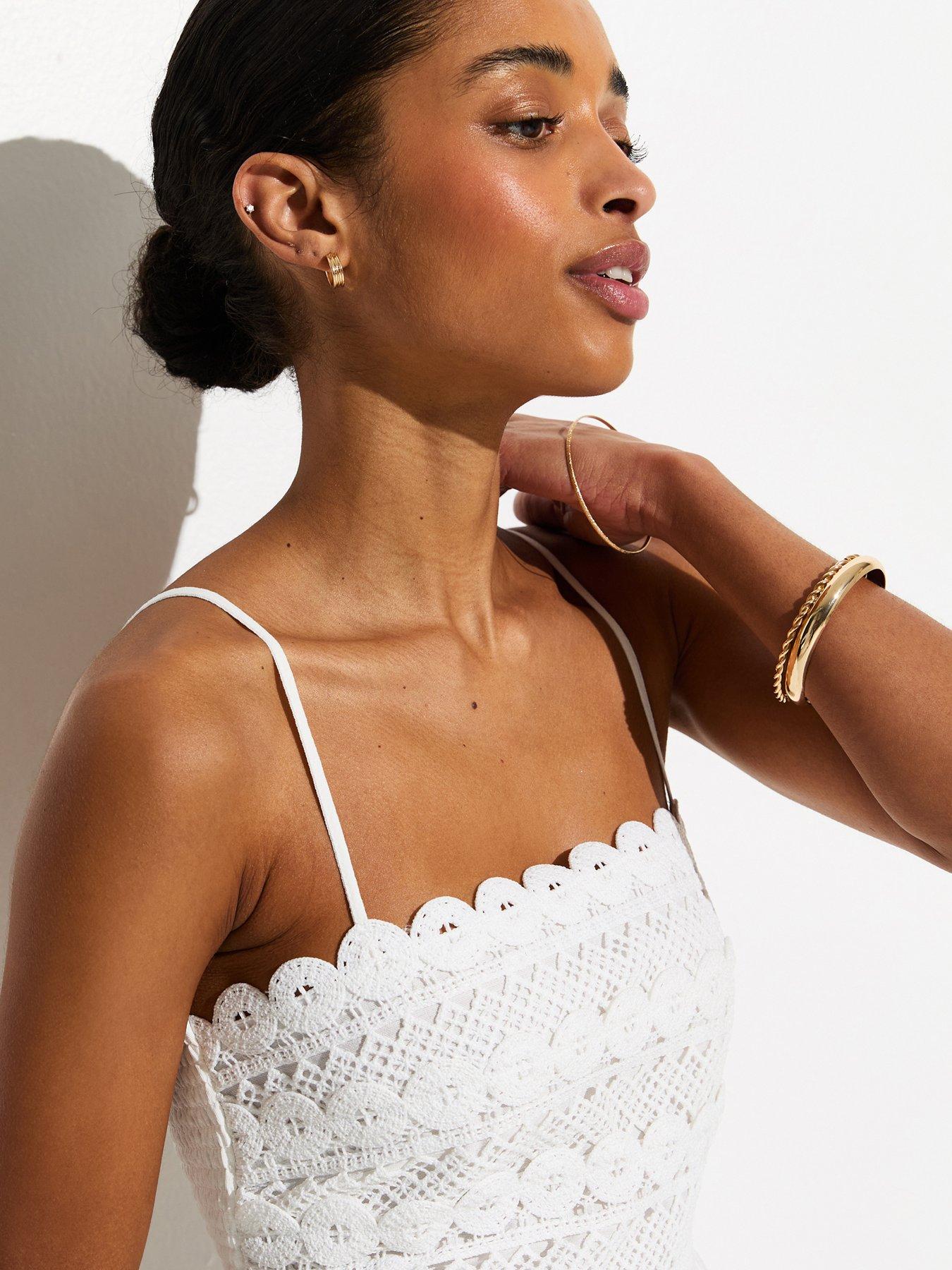 Image 4 of 4 of New Look White Crochet Panel Beach Maxi Dress