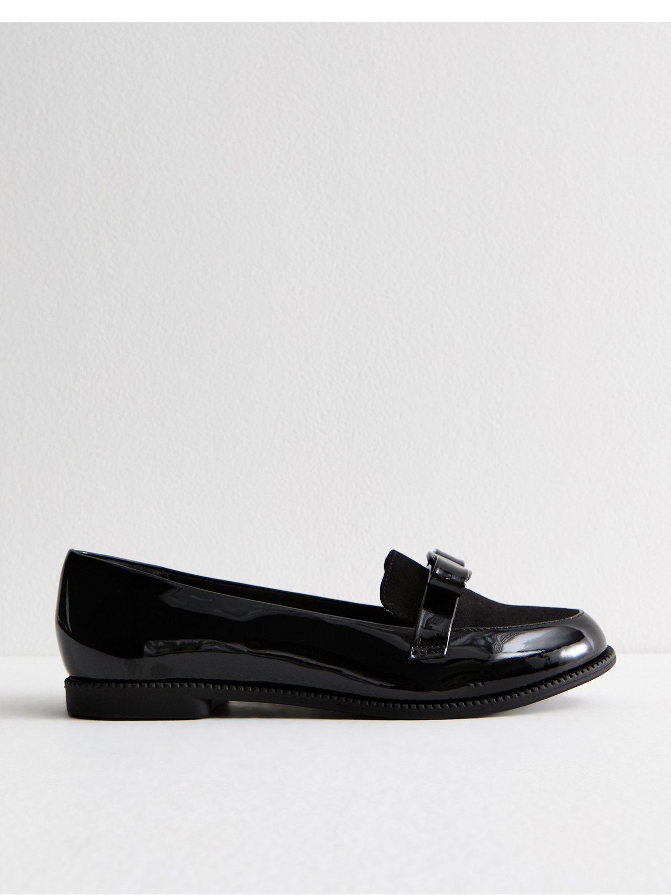 new-look-wide-fit-patent-faux-leather-bow-detail-loafers-black