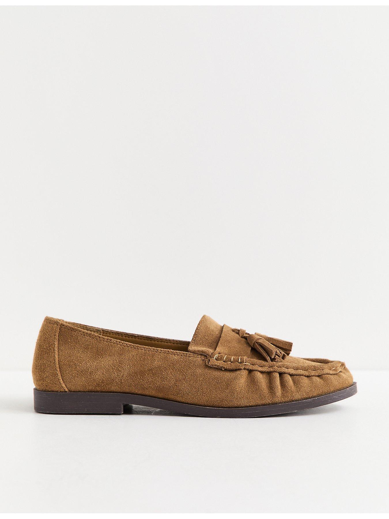 New Look Premium Real Leather Camel Suede Tassel Loafers - Brown