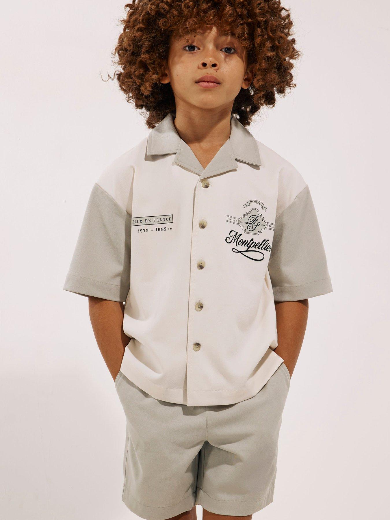 River Island Mini Boys Montpellier Shirt And Short Back Print Set - Green
