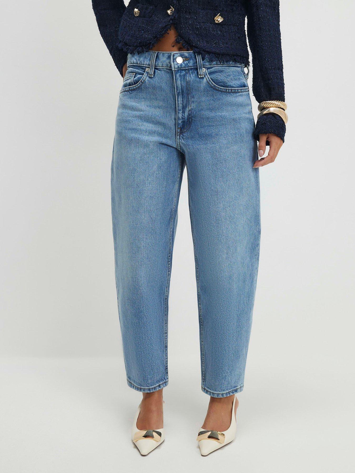 River Island Petite Jacob Core Barrel Jeans - Blue