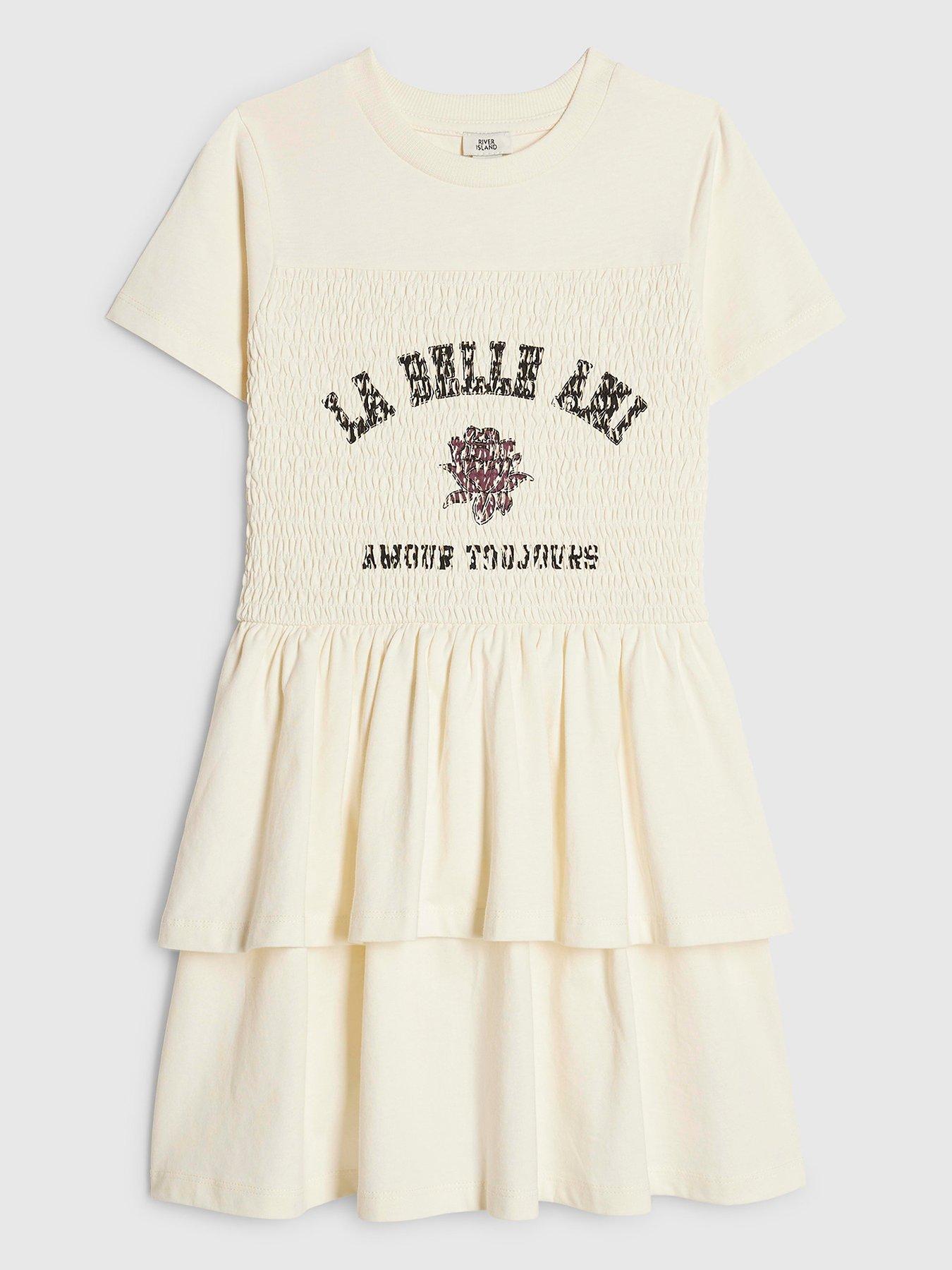 River Island Older Girls La Belle Rara Dress - Cream