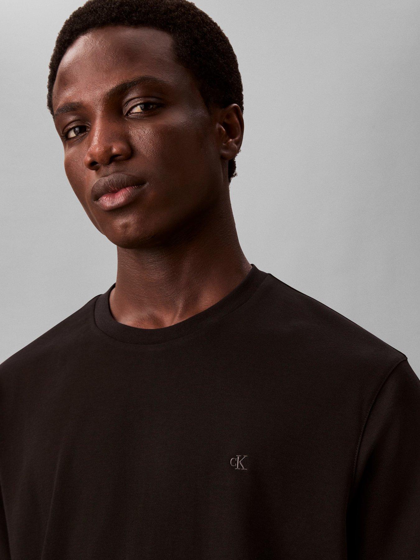 Image 2 of 3 of Calvin Klein Supima Chest Embroidered Logo T-Shirt - Black