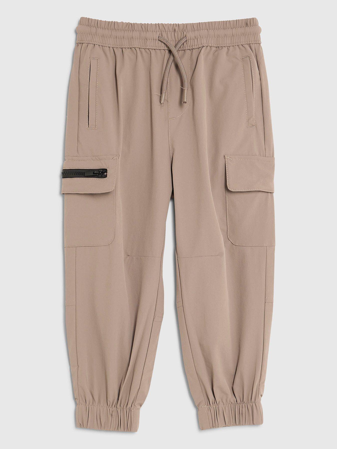 River Island Mini Boys Zip Drawstring Cargo Pants - Beige
